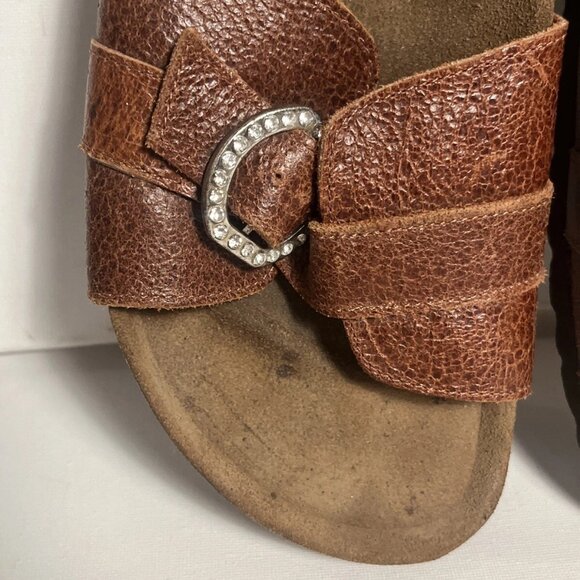 Birkenstock Betula Madrid Size 7.5 EUR 41 Studded Buckle Brown Leather Sandals - Picture 4 of 8